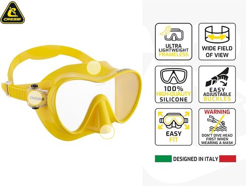 Cressi Italian Boutique Collection - Tempered Glass Lens Frameless Scuba Snorkeling Dive Mask, Blue in Saudi Arabia