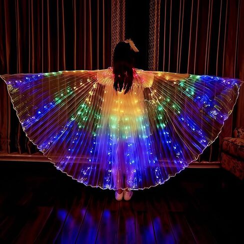 HOMEHIGH Girls LED Belly Dance Wings Lights Up Butterfly Isis Wing with Telescopic Stick in Saudi Arabia