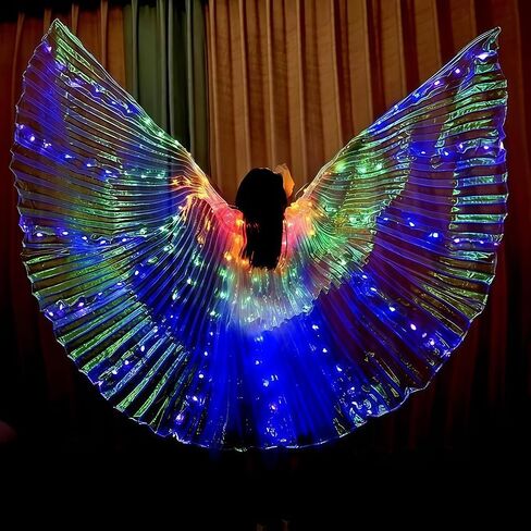 HOMEHIGH Girls LED Belly Dance Wings Lights Up Butterfly Isis Wing with Telescopic Stick in Saudi Arabia