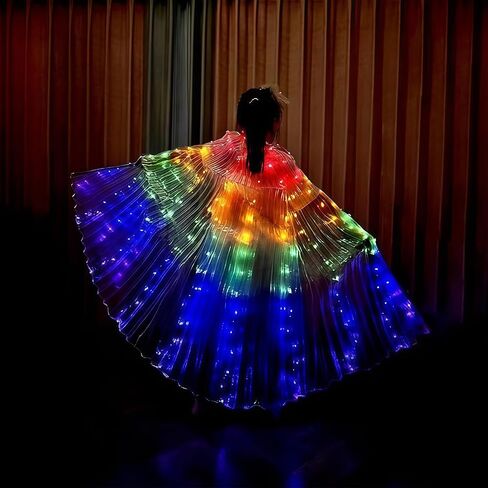 HOMEHIGH Girls LED Belly Dance Wings Lights Up Butterfly Isis Wing with Telescopic Stick in Saudi Arabia