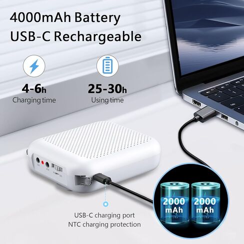 NORWII S358 Portable 2000mAh Rechargeable Voice Amplifier with Wired Microphone Headset & Waistband, Personal Microphone and Speaker for Teachers, Presentation, Tour Guides (White) in Kuwait
