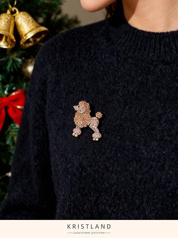 Fashion Cute Poodle Dog Brooch for Women Colorful Full Crystals Rhinestones Animal Pet Corsage Lapel Pin Birthday Gift Party in Saudi Arabia