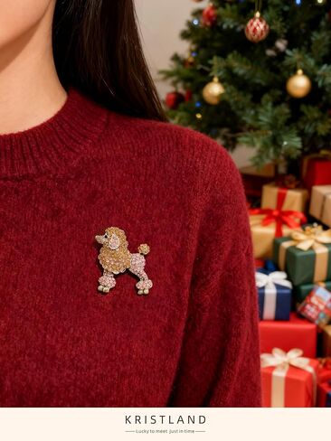 Fashion Cute Poodle Dog Brooch for Women Colorful Full Crystals Rhinestones Animal Pet Corsage Lapel Pin Birthday Gift Party in Saudi Arabia