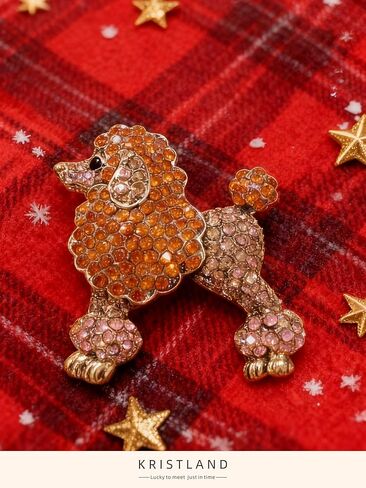 Fashion Cute Poodle Dog Brooch for Women Colorful Full Crystals Rhinestones Animal Pet Corsage Lapel Pin Birthday Gift Party in Saudi Arabia