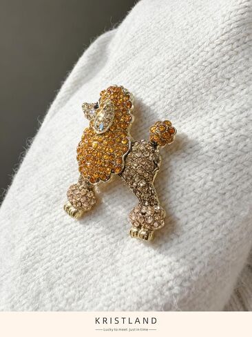 Fashion Cute Poodle Dog Brooch for Women Colorful Full Crystals Rhinestones Animal Pet Corsage Lapel Pin Birthday Gift Party in Saudi Arabia