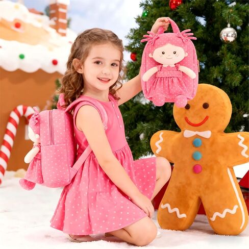 Toddler Kids Backpack with Soft Baby Dolls in Plaid Dress 9.5" in Kuwait