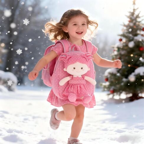 Toddler Kids Backpack with Soft Baby Dolls in Plaid Dress 9.5" in Kuwait