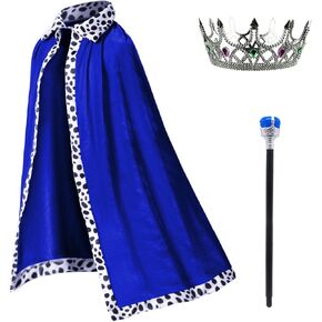 King Costume For Kids Robe Crown Scepter Set Boys Royal Prince Cape Dress Up Cosplay in Kuwait