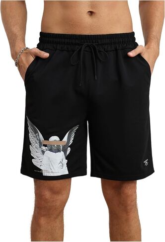GORGLITTER Men's Designer Graphic Shorts Drawstring Waist Cool Track Gym Workout Shorts in Kuwait