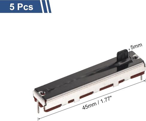 MECCANIXITY 5Pcs Straight Single Linear Slide Potentiometer 3 Pin B10K 45mm(L) 30mm Travel 5mm Handle Fader Variable Resistors Mixer Electronic Potentiometer for Dimming Tuning in Saudi Arabia