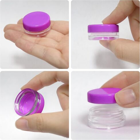 Beauticom 3g/3ml (0.1 Fl Oz) Round Clear Plastic Jars with Round Top Lids for Creams, Lotions, Powders, Glitters, and more. (Color: Clear Lid, Quantity: 50 Pieces) in Kuwait