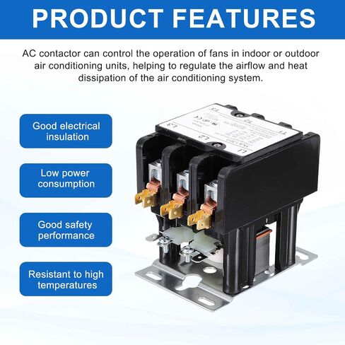 DMIOTECH HVAC Touchor ، 3 عمود FLA 50 أمبير 120 فولت لفائف مكيف مكيف موصل محرك مكثف محرك AC محدد الغرض ، UL مدرج in Saudi Arabia