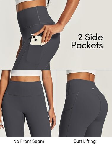 IUGA High Waisted Yoga Pants for Women with Pockets Capri Leggings for Women Workout Leggings for Women Yoga Capris (Blue Leggings, Medium, m) in Saudi Arabia