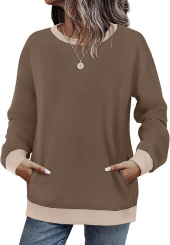 Wiholl Crewneck Sweatshirts Women Long Sleeve Tops 2025 Fall Fashion Cloths Winter Pullover مع جيوب S-2XL in Saudi Arabia
