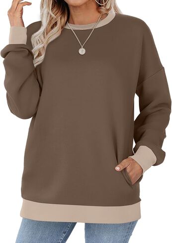 Wiholl Crewneck Sweatshirts Women Long Sleeve Tops 2025 Fall Fashion Cloths Winter Pullover مع جيوب S-2XL in Saudi Arabia