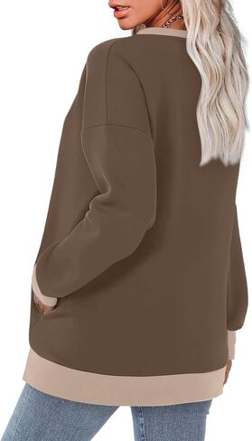 Wiholl Crewneck Sweatshirts Women Long Sleeve Tops 2025 Fall Fashion Cloths Winter Pullover مع جيوب S-2XL in Saudi Arabia