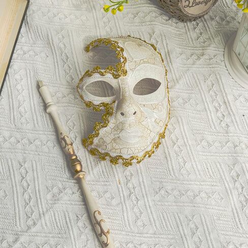 YU FENG Venetian Masquerade Mask on Stick Mardi Gras Costume Half Face Halloween Chrismas Carnival Hand Held Stick Party Mask Favors in Saudi Arabia