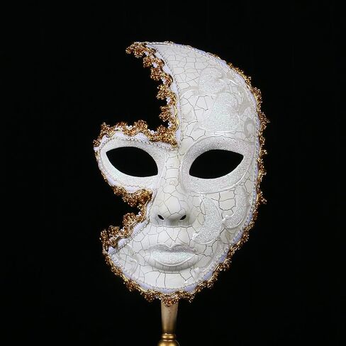 YU FENG Venetian Masquerade Mask on Stick Mardi Gras Costume Half Face Halloween Chrismas Carnival Hand Held Stick Party Mask Favors in Saudi Arabia