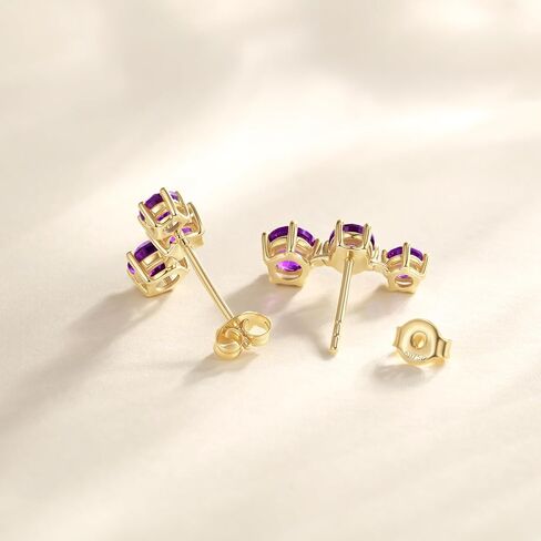 FANCIME 14K Solid Yellow Gold 2.6 Carat Multicolored Gemstone Genuine Citrine Topaz Amethyst Garnet Flower Stud Earrings For Women Girls in Saudi Arabia