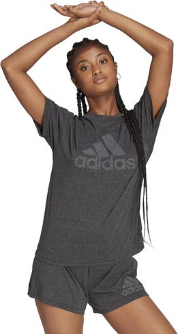 تي شيرت نسائي من adidas Future Icon Wins 3.0، Pink Strata Melange/White، Small in Saudi Arabia