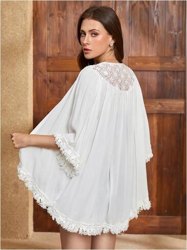 سترة نسائية من SweatyRocks ذات شراشيب كيمونو وغطاء لملابس الشاطئ in Kuwait