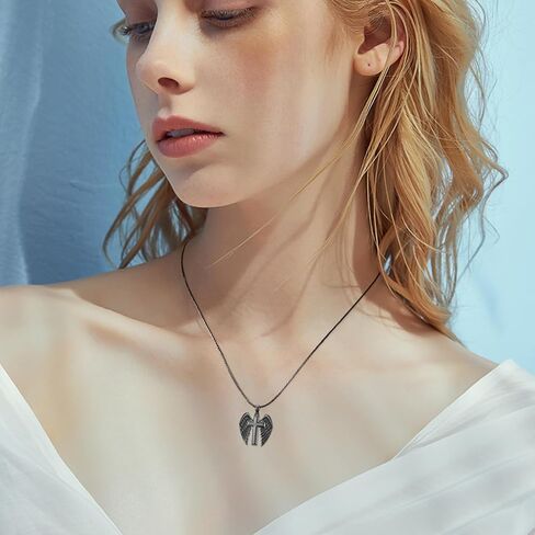 OHAYOO أجنحة الملاك قلادة السيف قلادة قلادة للنساء المقدسة الجارديان الملاك قلادة أجنحة الذكرى مجوهرات هدايا للفتيات أمي ابنة زوجة in Kuwait