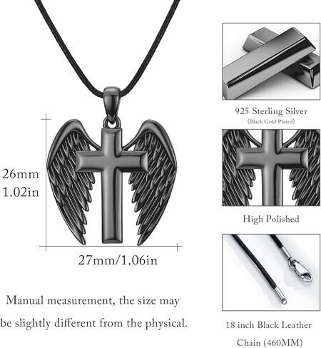 OHAYOO أجنحة الملاك قلادة السيف قلادة قلادة للنساء المقدسة الجارديان الملاك قلادة أجنحة الذكرى مجوهرات هدايا للفتيات أمي ابنة زوجة in Kuwait