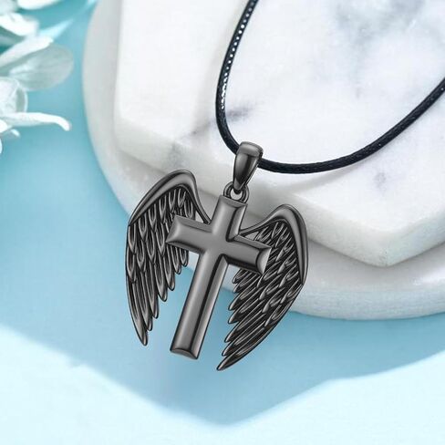 OHAYOO أجنحة الملاك قلادة السيف قلادة قلادة للنساء المقدسة الجارديان الملاك قلادة أجنحة الذكرى مجوهرات هدايا للفتيات أمي ابنة زوجة in Kuwait