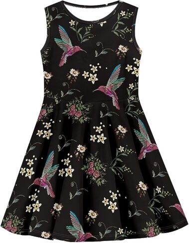Girls Cute Dress Sleeveless Swing Skater A-Line Dress Casual Party Summer Outfits Funny Print in Kuwait