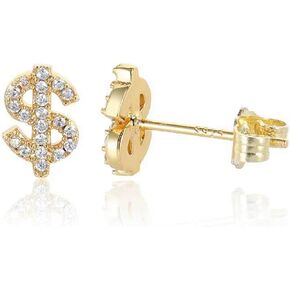 Stainless Steel Mens Womens Stud Earrings Dollar Money Symbol Studs Small CZ Studs Earrings Cartilage Tiny Crystal Studs Delicate Hypoallergenic Sensitive Ears Piercing Gifts Birthday Party ER77 in Kuwait