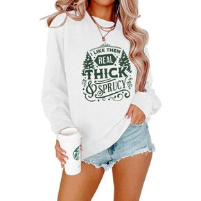 MOUSYA I Like Them Real Thick And Sprucey Pine Tree Christmas Tree Crewneck Sweatshirt Christmas Tree Funny Sweatshirt in Saudi Arabia