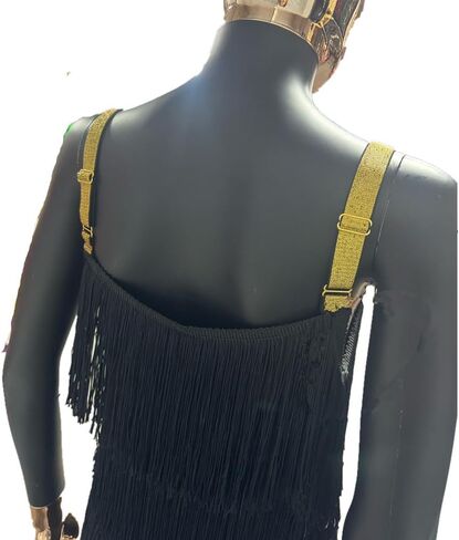 Women's Great Gatsby Flapper Spaghetti Tassel Dress with Headband, 20s Elegant Mini Dress Party Accessory COSTUME OUTFIT (S, Black) in Saudi Arabia