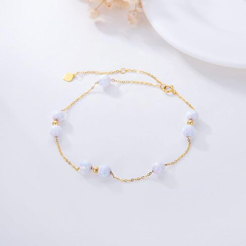 SISGEM Solid 18K Yellow Gold Beads Bracelet for Women,Real Gold Wheat Chain Anklets Diamond-Cut Short Tube Beads Bracelets Anniversary Birthday Gifts for Her,7''+1''+1'' in Saudi Arabia