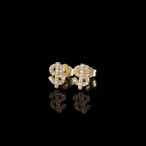 Stainless Steel Mens Womens Stud Earrings Dollar Money Symbol Studs Small CZ Studs Earrings Cartilage Tiny Crystal Studs Delicate Hypoallergenic Sensitive Ears Piercing Gifts Birthday Party ER77 in Kuwait