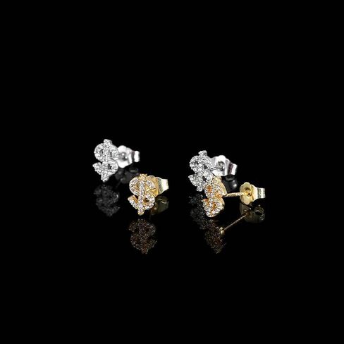 Stainless Steel Mens Womens Stud Earrings Dollar Money Symbol Studs Small CZ Studs Earrings Cartilage Tiny Crystal Studs Delicate Hypoallergenic Sensitive Ears Piercing Gifts Birthday Party ER77 in Kuwait