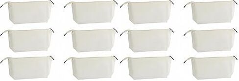 Juvale 6 Pack Canvas Makeup Bags with Zipper for Cosmetics, Toiletries, DIY Crafts (White, 11.75 x 5.5) in Saudi Arabia