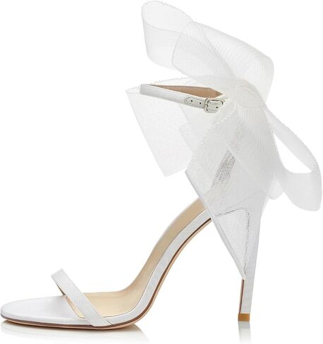 Coutgo Women's Bow Heels Open Toe Stiletto Heels One Strap Party Summer High Heeled Sandals Asymmetric Non-Removable Bow Knot in Saudi Arabia