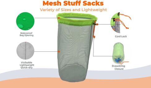 Small to XXLarge 5 Pcs Alemon Ultralight Nylon Mesh Bags Sleeping Bag Ditty Sacks Drawstring Storage Bag for Travelling Hiking, Set of 5 in Saudi Arabia