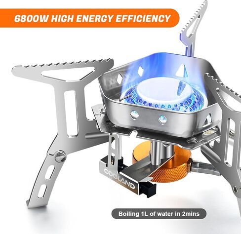 Odoland 3500W/6800W Windproof Camp Stove Camping Gas Stove with Windscreen, Fuel Canister Adapter, Piezo Ignition for Outdoor Backpacking Hiking and Picnic in Kuwait