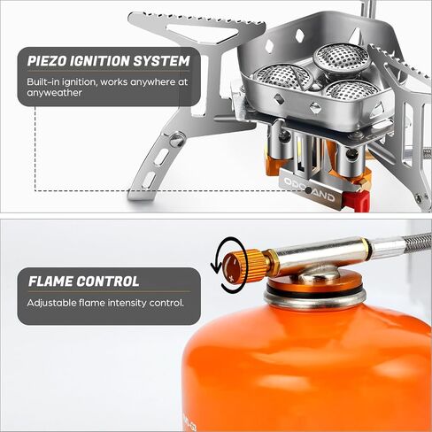 Odoland 3500W/6800W Windproof Camp Stove Camping Gas Stove with Windscreen, Fuel Canister Adapter, Piezo Ignition for Outdoor Backpacking Hiking and Picnic in Kuwait