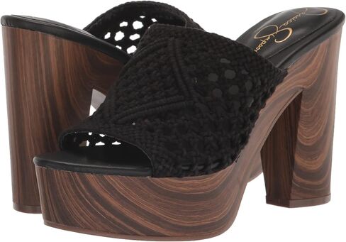 Jessica Simpson Women's Shelbie Block Heel Platform Heeled Sandal, Dark Black, 6.5 in Saudi Arabia