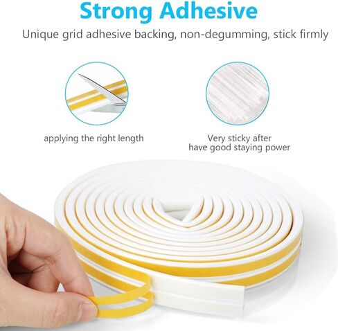 Door Weather Stripping, Soundproof Insulation Seal Strip for Windows with Self-Adhesive Backing Seals Large Gap (from 5/16 inch to 15/32 inch), Easy Cut to Size, (D-Black, 20Ft) in Saudi Arabia