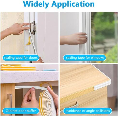 Door Weather Stripping, Soundproof Insulation Seal Strip for Windows with Self-Adhesive Backing Seals Large Gap (from 5/16 inch to 15/32 inch), Easy Cut to Size, (D-Black, 20Ft) in Saudi Arabia