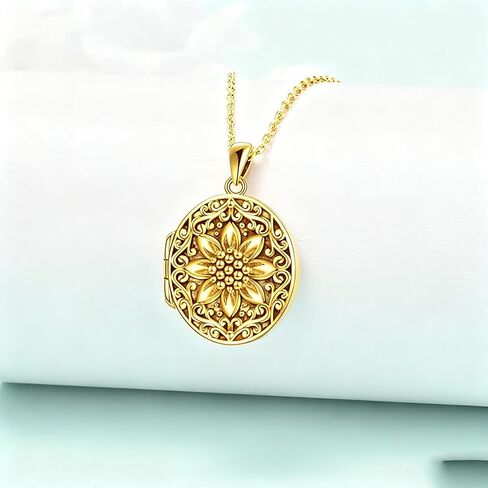 Sterling Silver Photo Locket Necklace That Holds Pictures Oval Shaped Photo Jewelry for Mother Daughter Wife in Kuwait