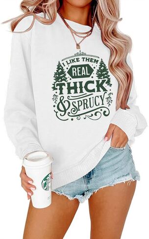 MOUSYA أنا أحبهم الحقيقي سميكة وشجرة صنوبر شجرة عيد الميلاد Crewneck البلوز شجرة عيد الميلاد مضحك البلوز in Kuwait