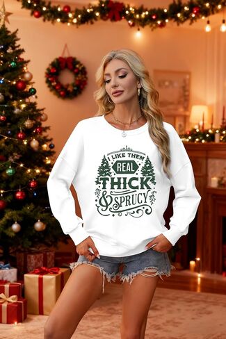 MOUSYA أنا أحبهم الحقيقي سميكة وشجرة صنوبر شجرة عيد الميلاد Crewneck البلوز شجرة عيد الميلاد مضحك البلوز in Kuwait