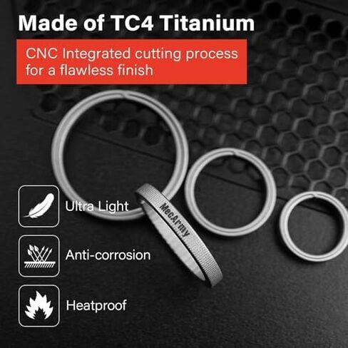 MecArmy CH4 Titanium Keyring, 4pc Key Ring Kit Keychain Rings for Use with Carabiner/Knives/Lights/Keys and Other EDC Gears in Saudi Arabia