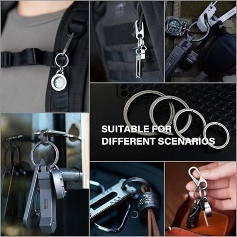 MecArmy CH4 Titanium Keyring, 4pc Key Ring Kit Keychain Rings for Use with Carabiner/Knives/Lights/Keys and Other EDC Gears in Saudi Arabia