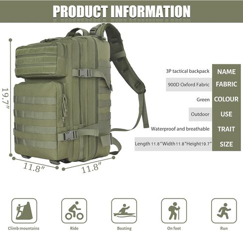 Createy 45L Military Tactical Backpack Large 3 Day Assault Pack Molle Bag Rucksack Bug Out Bag for Camping Hunting Hiking in Saudi Arabia