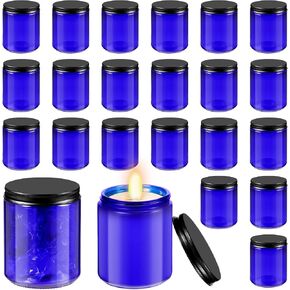 Lallisa 48 Pcs 8 oz Amber Glass Jars with Black Lids Round Glass Cosmetic Jars with Lids Empty Amber Candle Jars Refillable Food Storage Containers Canning Jar for Spice Powder Liquid Sample Makeup in Saudi Arabia